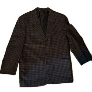 POLO Ralph Lauren Blazer Mens 42 Sports Jacket Wool Plaid Black
